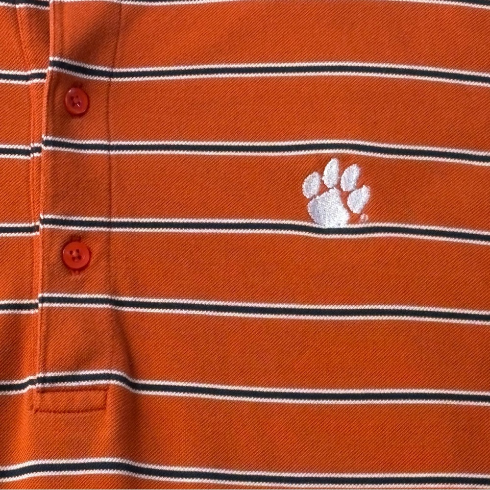 Men’s XL Clemson Tigers College Striped Polo 100% Pima Mercerized Cotton